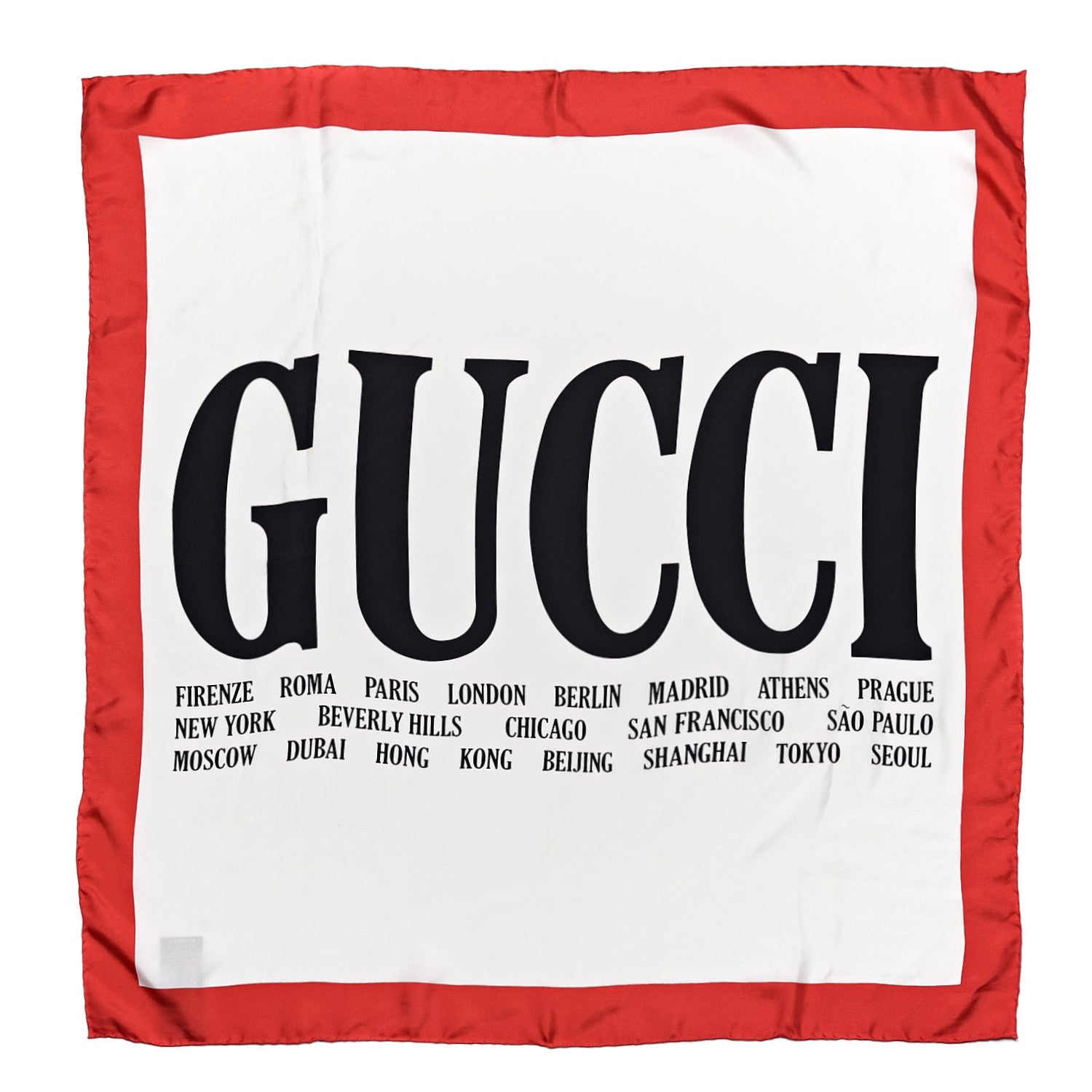 Gucci Silk Gucci World Square Scarf Ivory Red 1 of 4