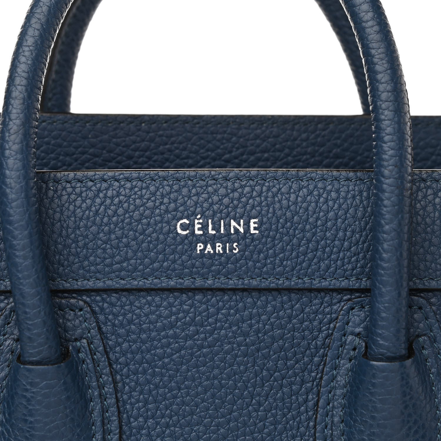 Celine Drummed Calfskin Nano Luggage Indigo 9 of 13