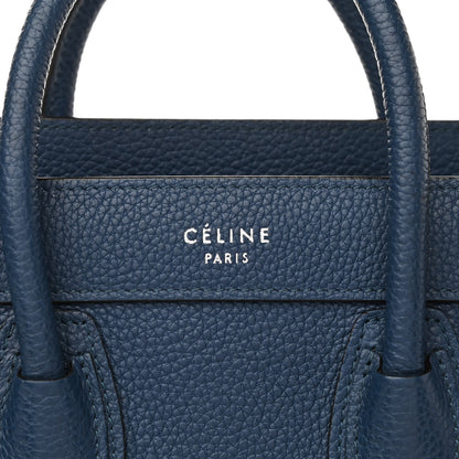 Celine Drummed Calfskin Nano Luggage Indigo 9 of 13