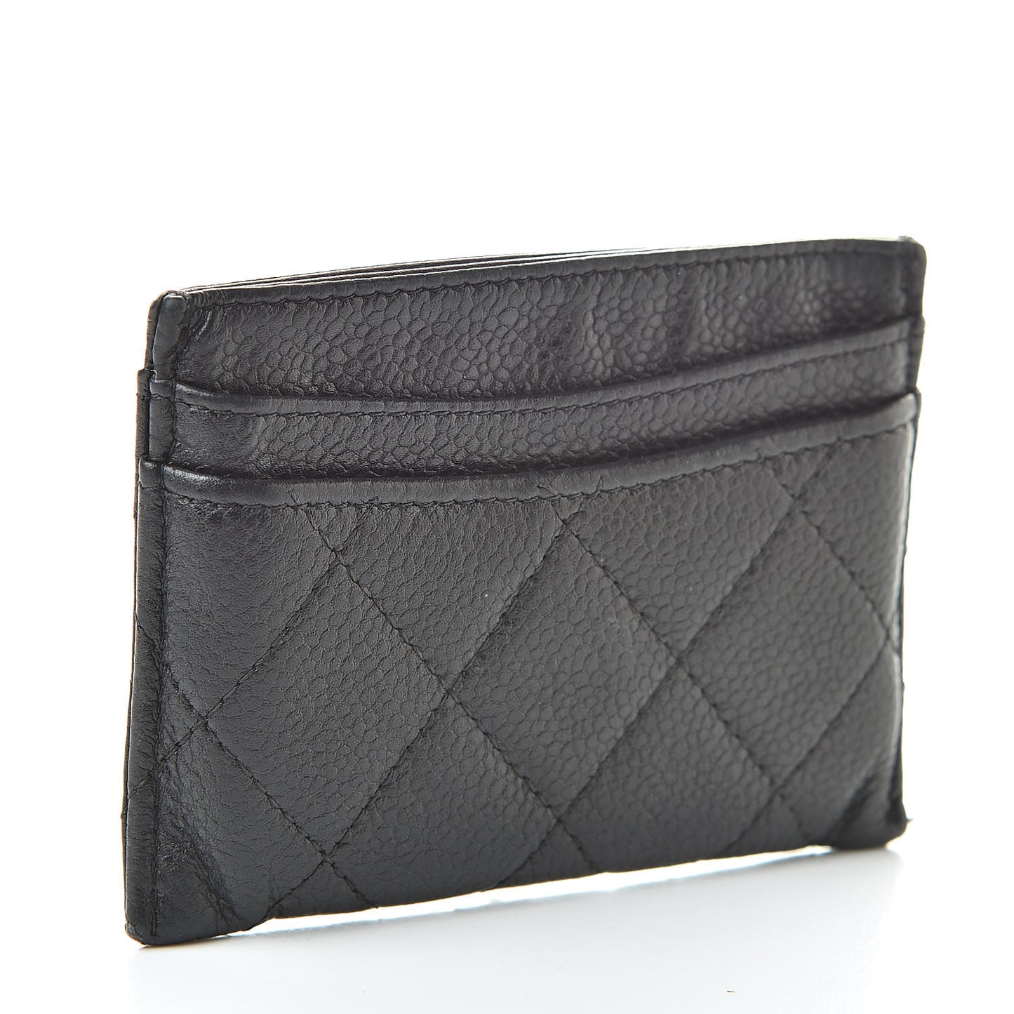 Caviar Quilted Card Holder Black