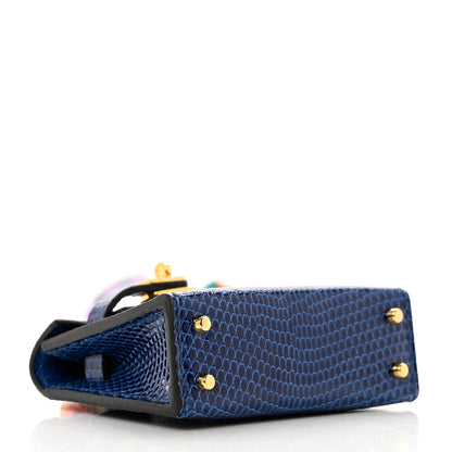 Hermes Lizard Mini Kelly Twilly Bag Charm Bleu Saphir 3 of 5