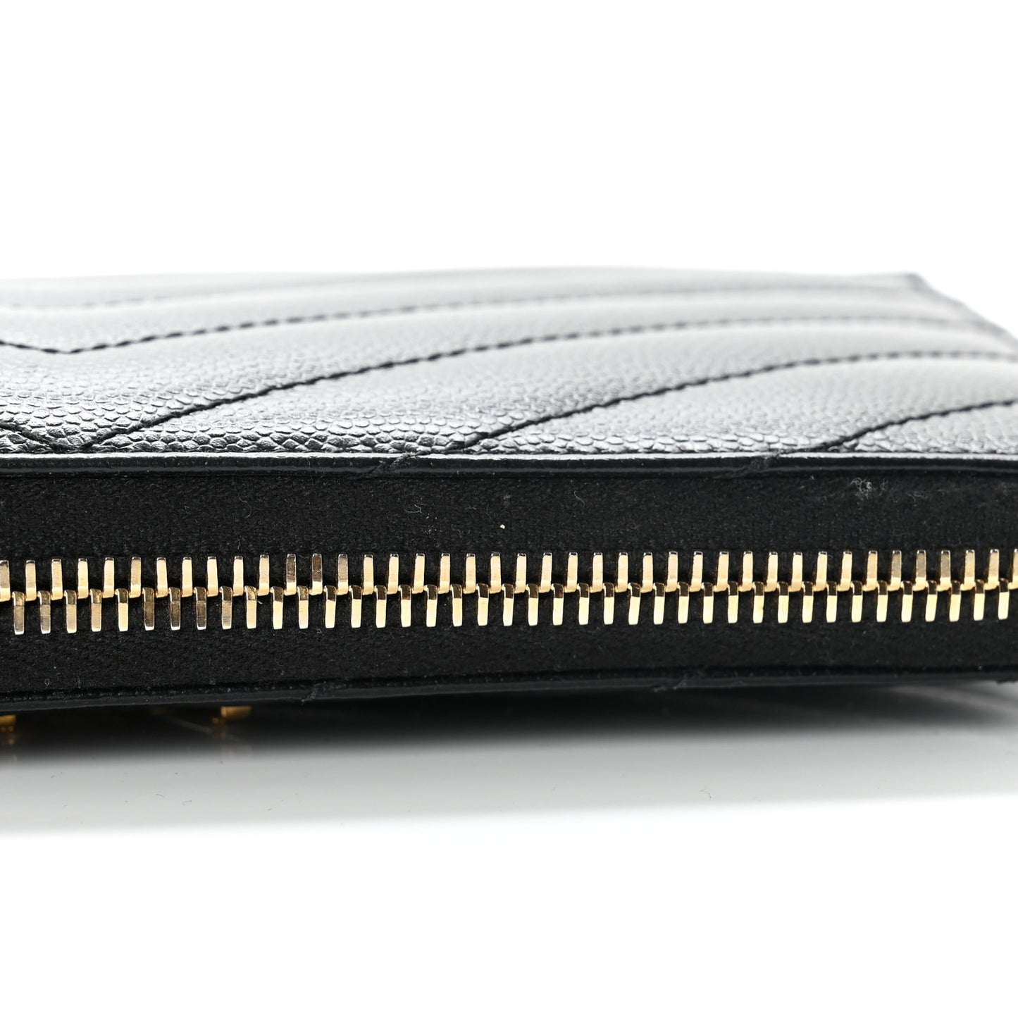 Grain De Poudre Matelasse Chevron Monogram Zip Around Wallet Black