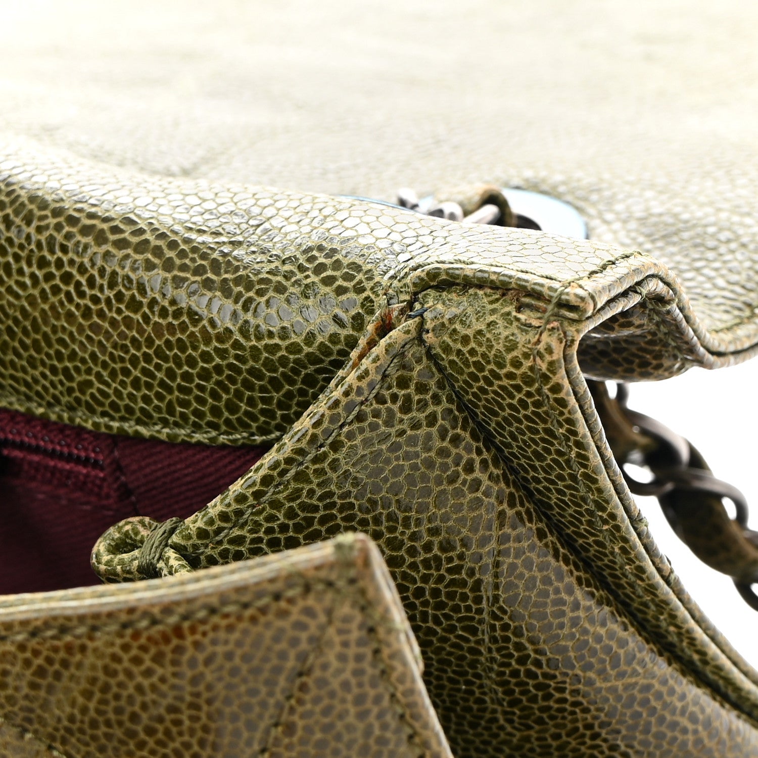 Chanel Crumpled Grained Calfskin Jumbo CC Crave Flap Green 12 of 13