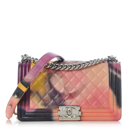 Chanel Printed Lambskin Quilted Medium Flower Power Boy Flap 1 of 8