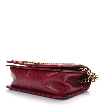 Chanel Crumpled Calfskin Chevron Chain Medium Boy Flap Red 7 of 7