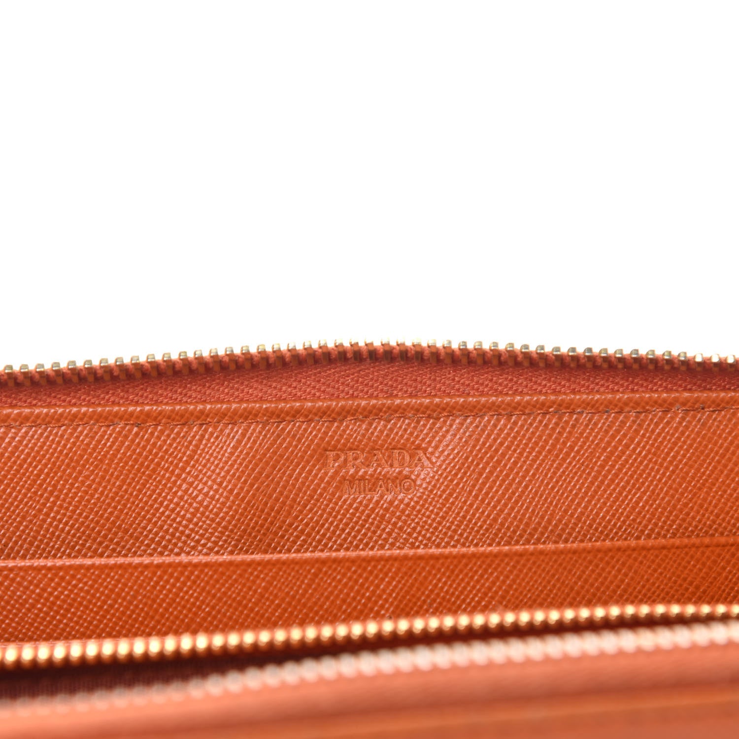 Prada Saffiano Metal Zip Around Wallet Papaya 10 of 11