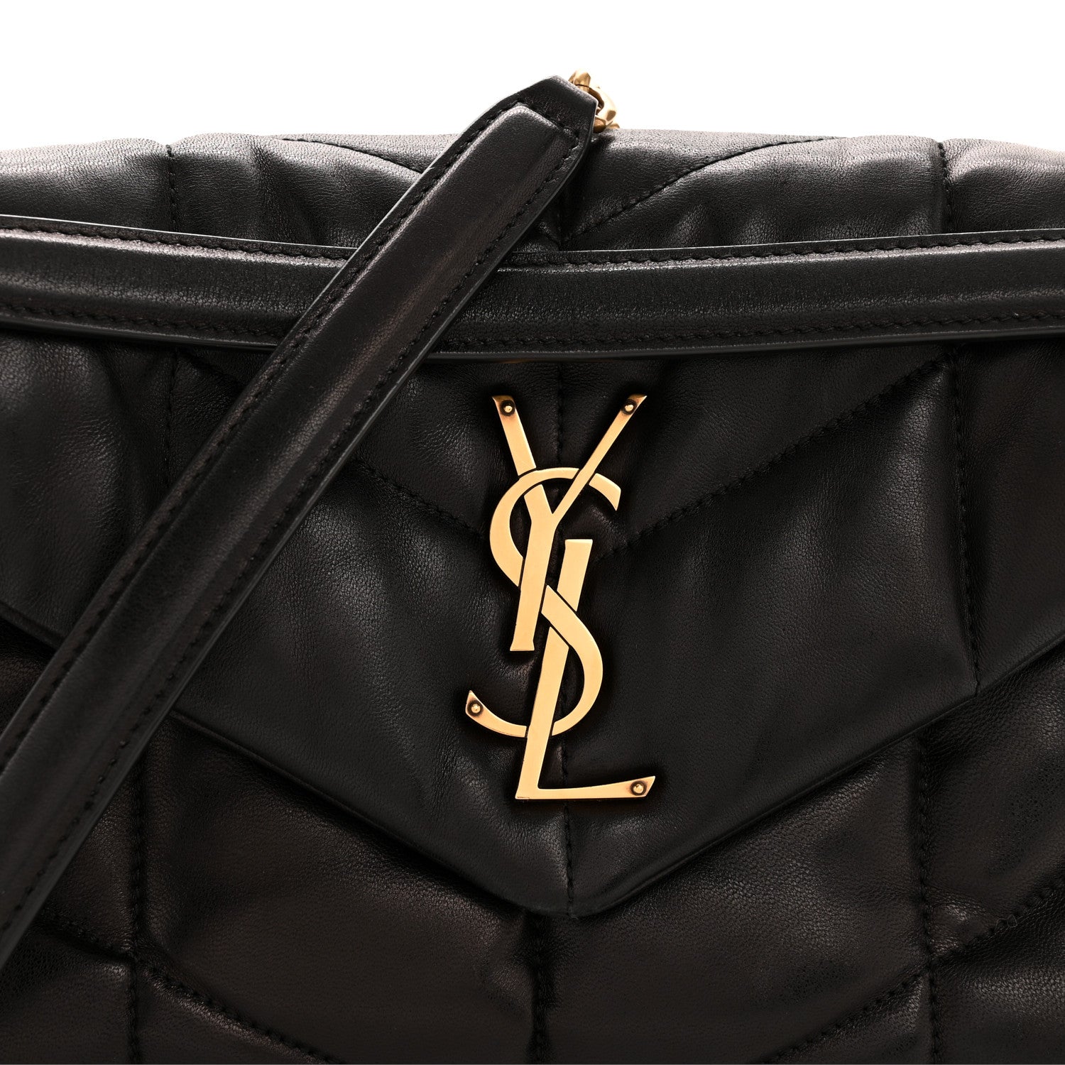 Saint Laurent Lambskin Quilted Small Loulou Puffer Monogram Chain Satchel Black 8 of 13