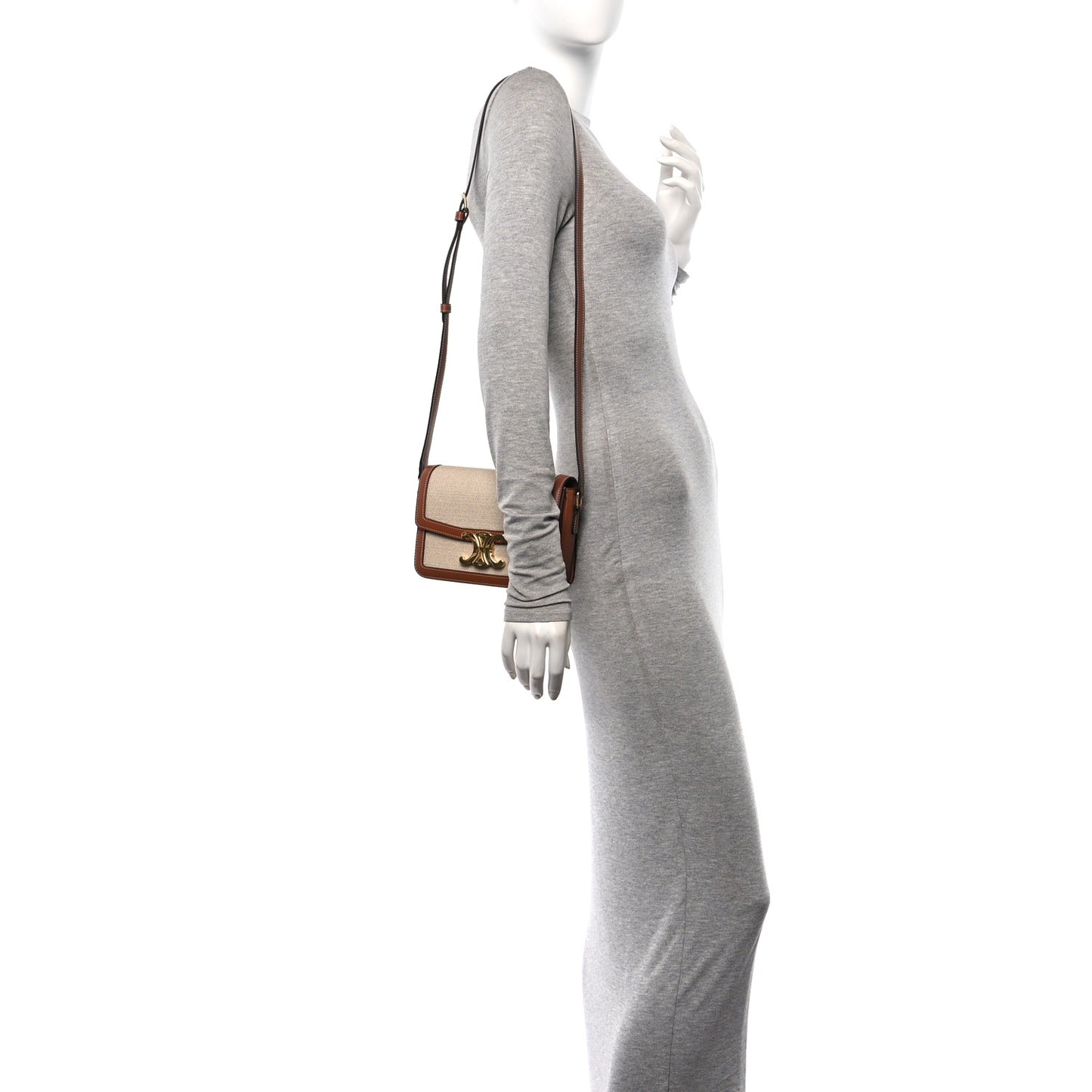 Textile Calfskin Teen Triomphe Bag Natural Tan