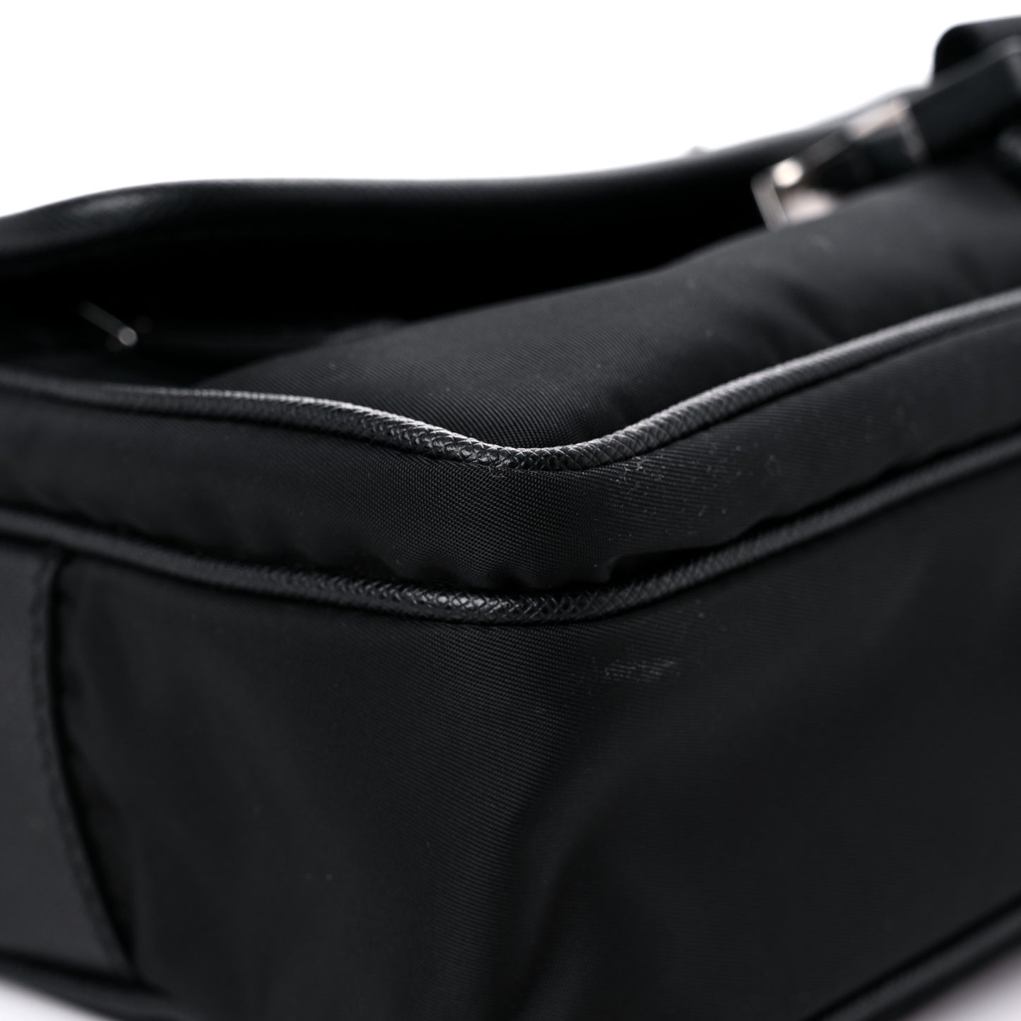 Tessuto Nylon Saffiano Single Snap Buckle Messenger Flap Bag Black