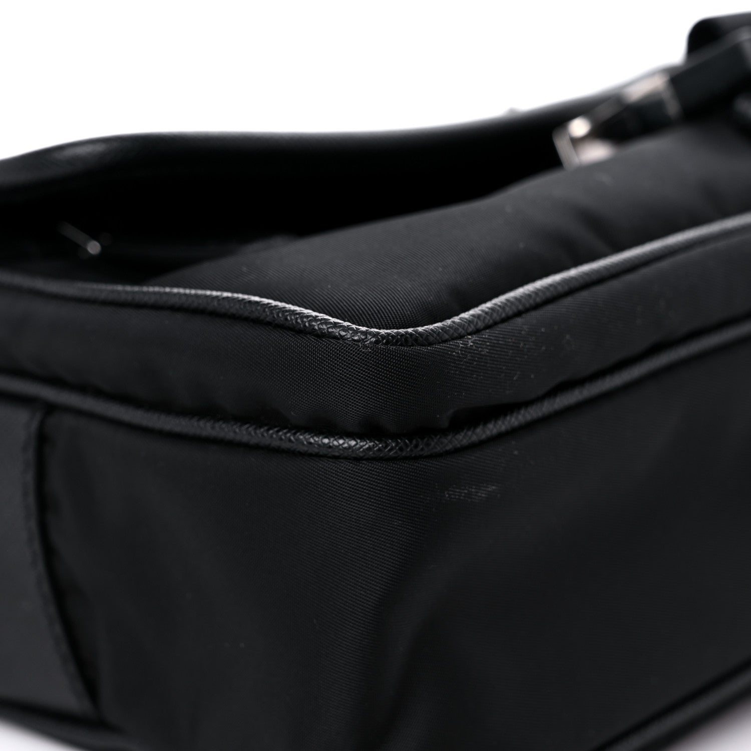 Prada Tessuto Nylon Saffiano Single Snap Buckle Messenger Flap Bag Black 6 of 11