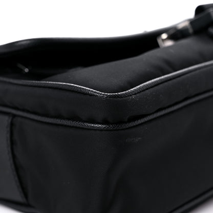Prada Tessuto Nylon Saffiano Single Snap Buckle Messenger Flap Bag Black 6 of 11