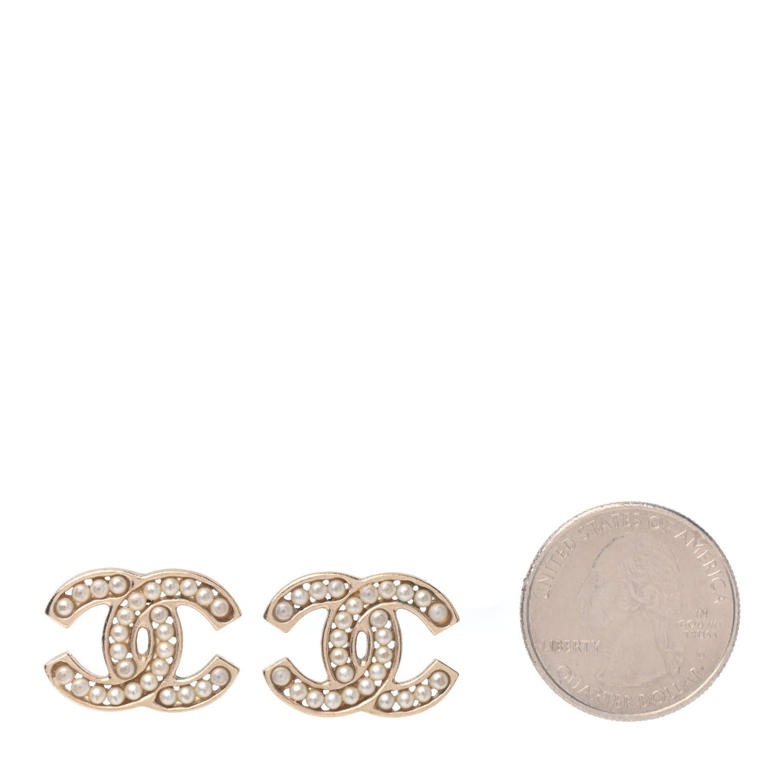 Chanel Metal Pearl CC Earrings Gold 2 of 4