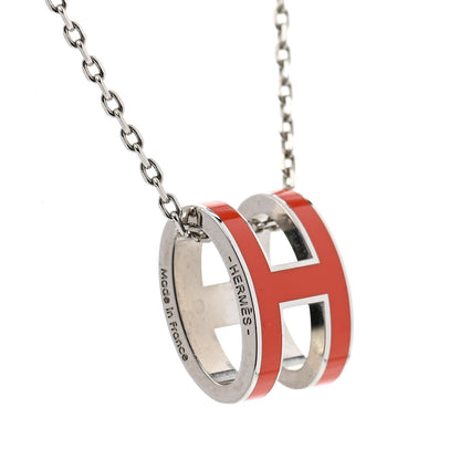 Hermes Lacquered Rose Gold Pop H Pendant Necklace Orange Fonce 6 of 7