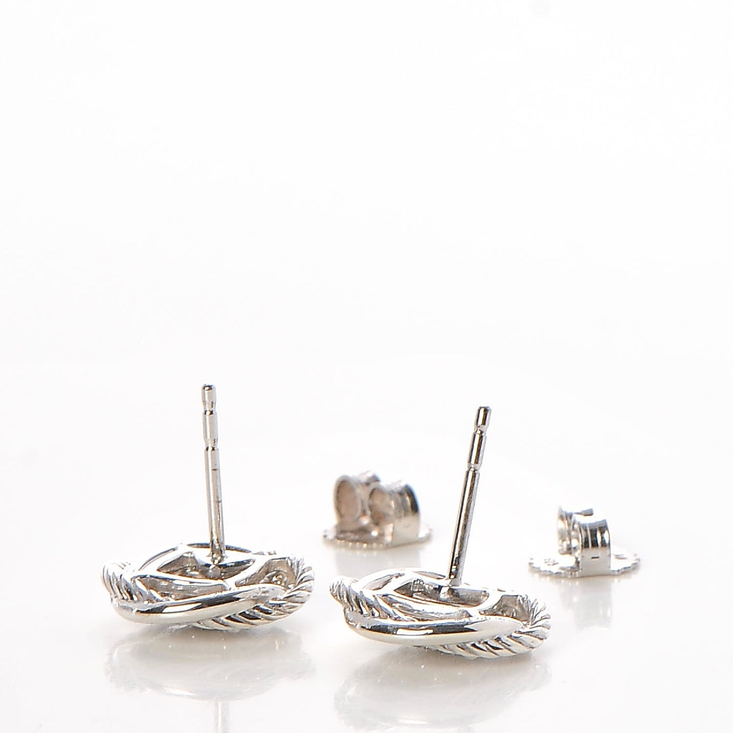 Sterling Silver Diamond 13mm Infinity Earrings