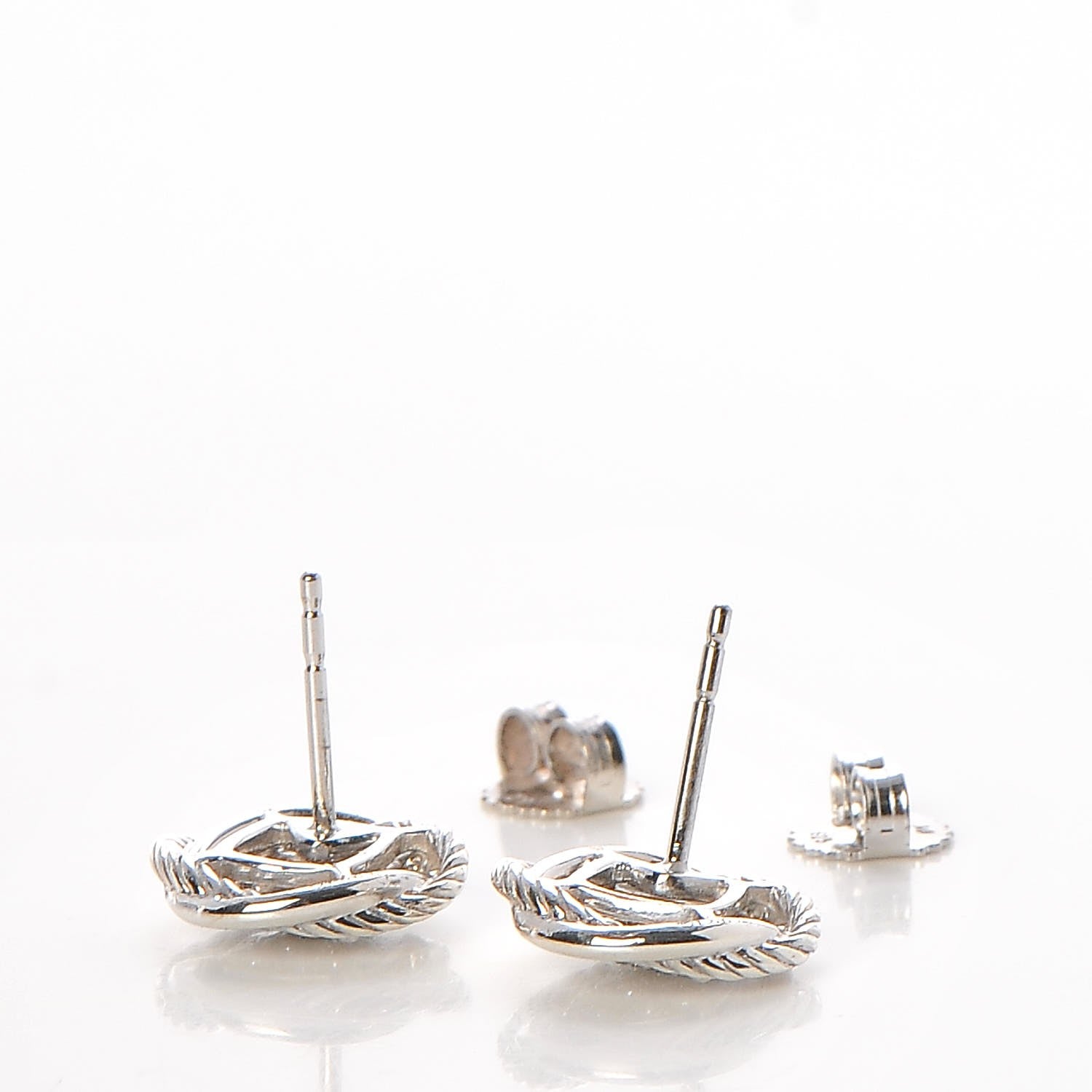 David Yurman Sterling Silver Diamond 13mm Infinity Earrings 3 of 5