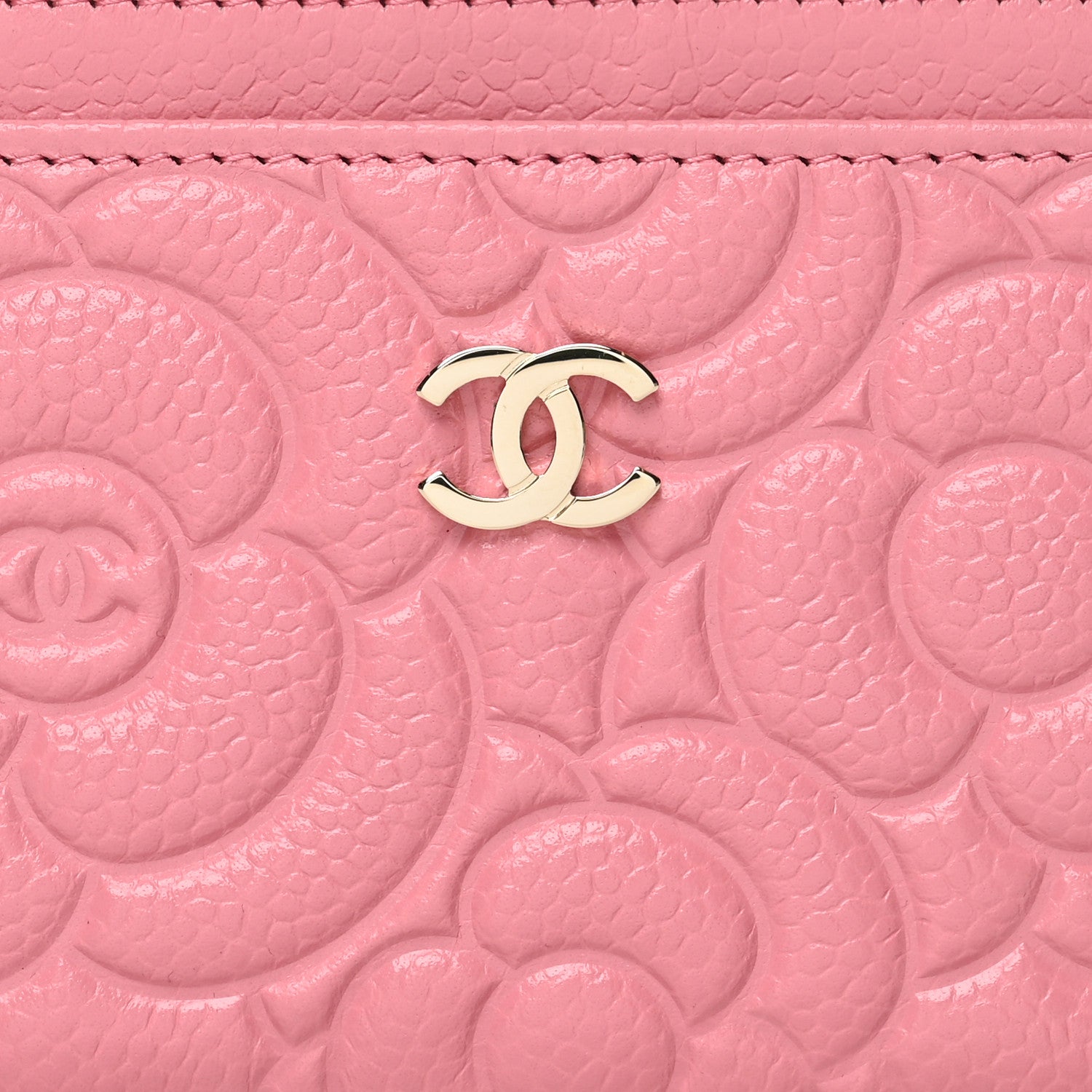 Chanel Caviar Camellia Embossed Card Holder Pink 9 of 11