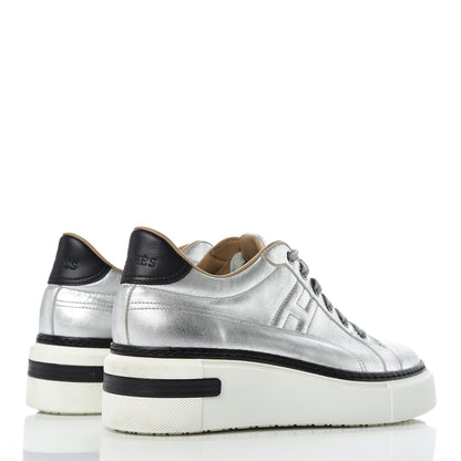 Hermes Metallic Nappa Polo Sneakers 38 Argent Black 4 of 17
