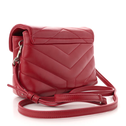 Saint Laurent Calfskin Y Quilted Monogram Toy Loulou Crossbody Bag Rouge Eros 3 of 13