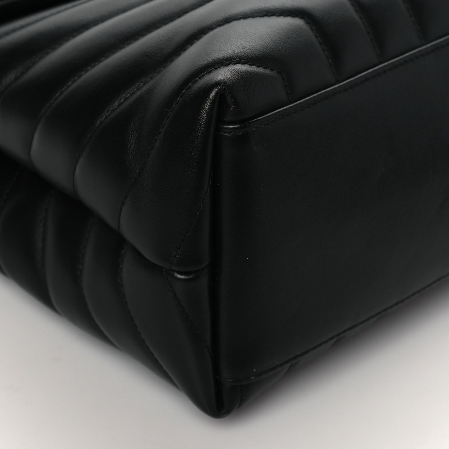 Calfskin Y Quilted Monogram Medium Loulou Chain Satchel Black