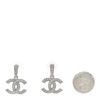 Chanel Crystal CC Drop Earrings Silver 2 of 4