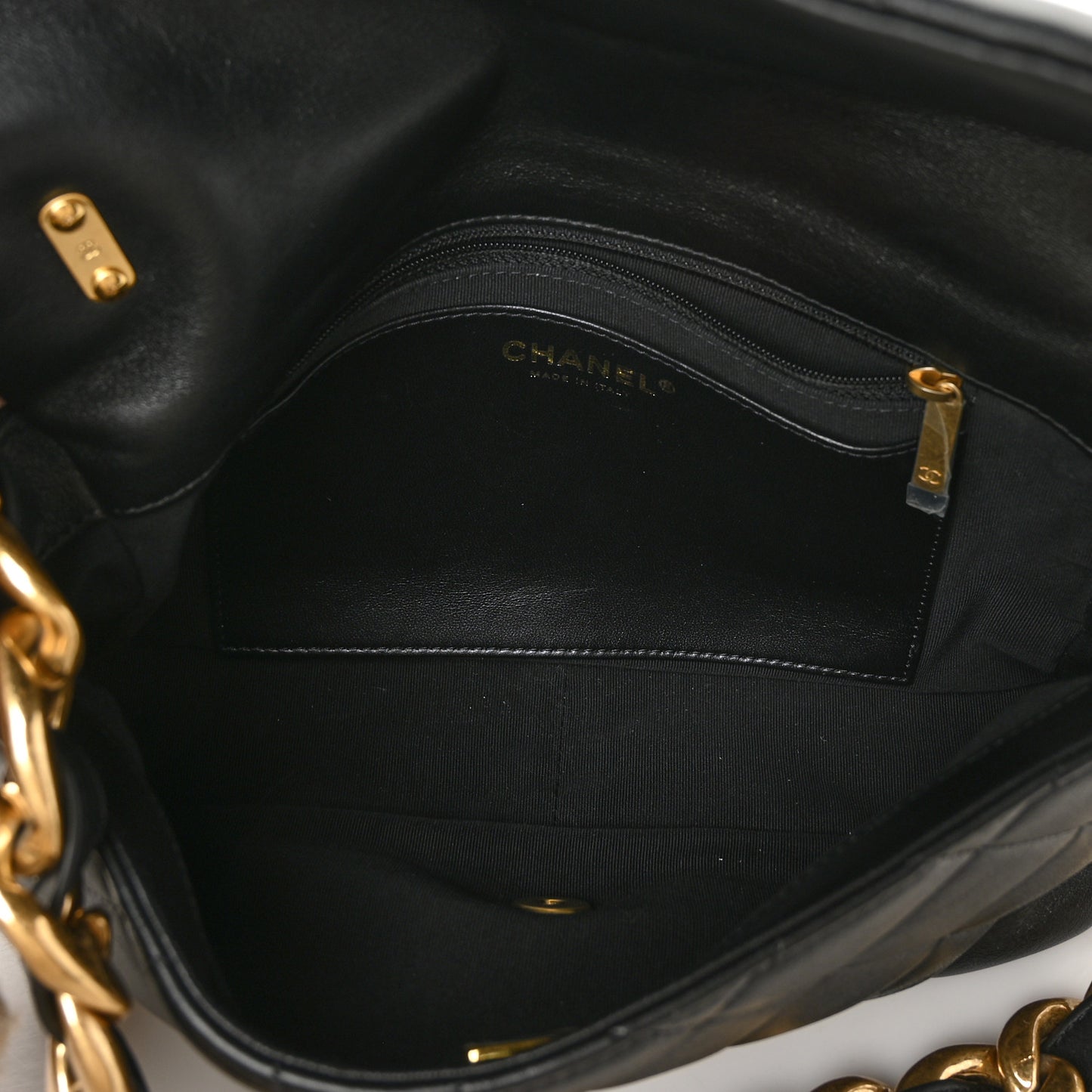 Lambskin Quilted Large CC Funky Town Flap Black