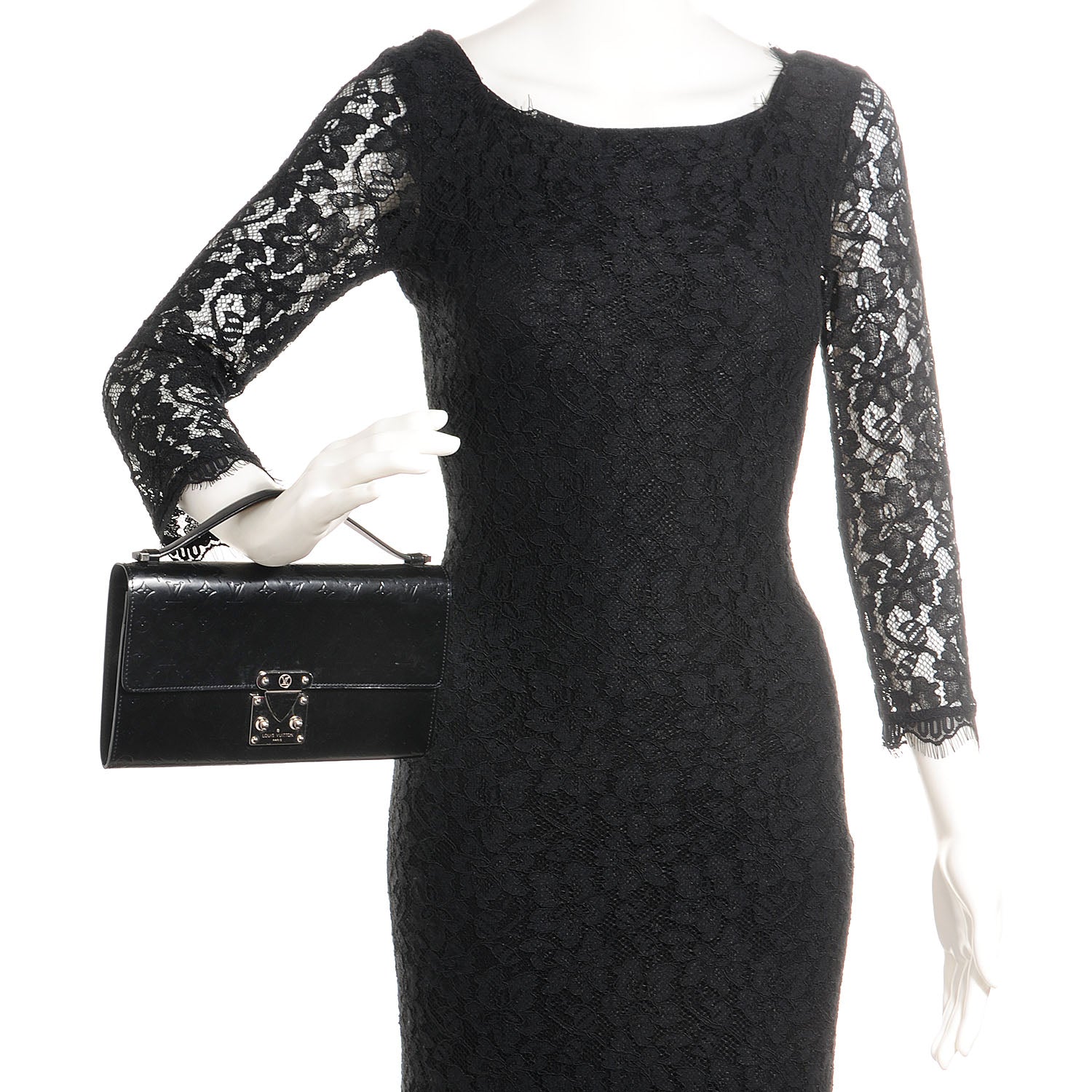 Louis Vuitton Monogram Glace Anouchka Pochette MM Black 2 of 7