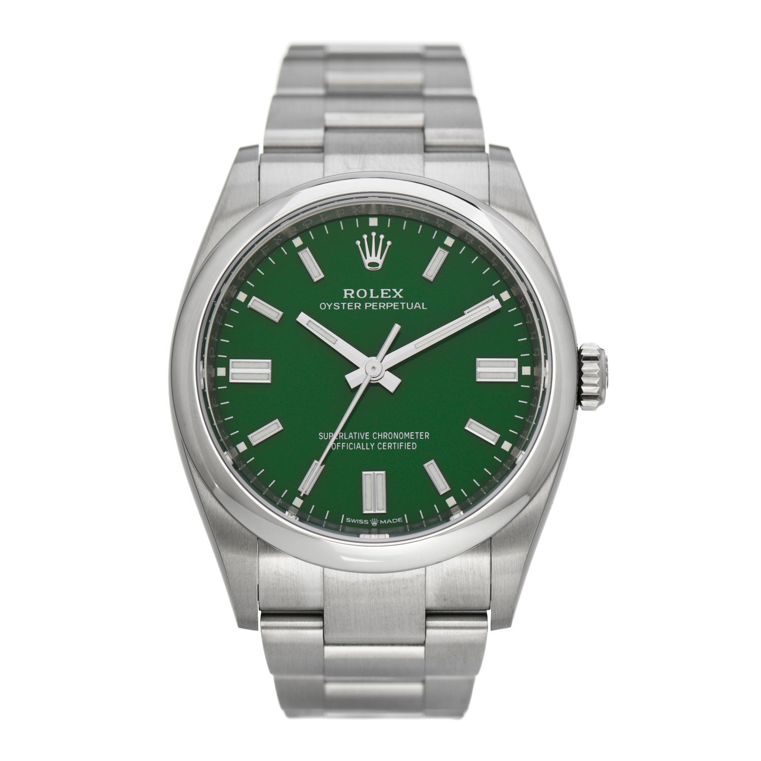 Rolex Stainless Steel 36mm Oyster Perpetual Watch Green 126000 1 of 5