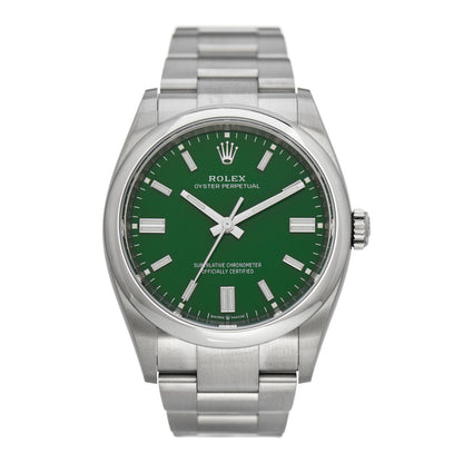 Rolex Stainless Steel 36mm Oyster Perpetual Watch Green 126000 1 of 5