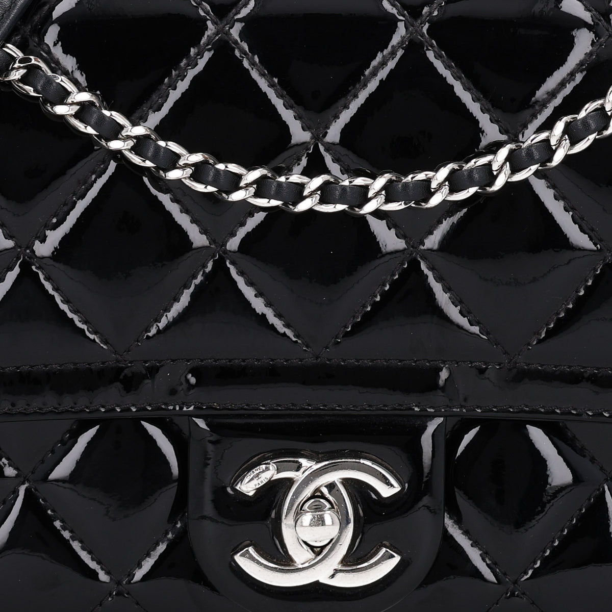 Chanel Patent Quilted Small Coco Shine Flap Black 8 of 10