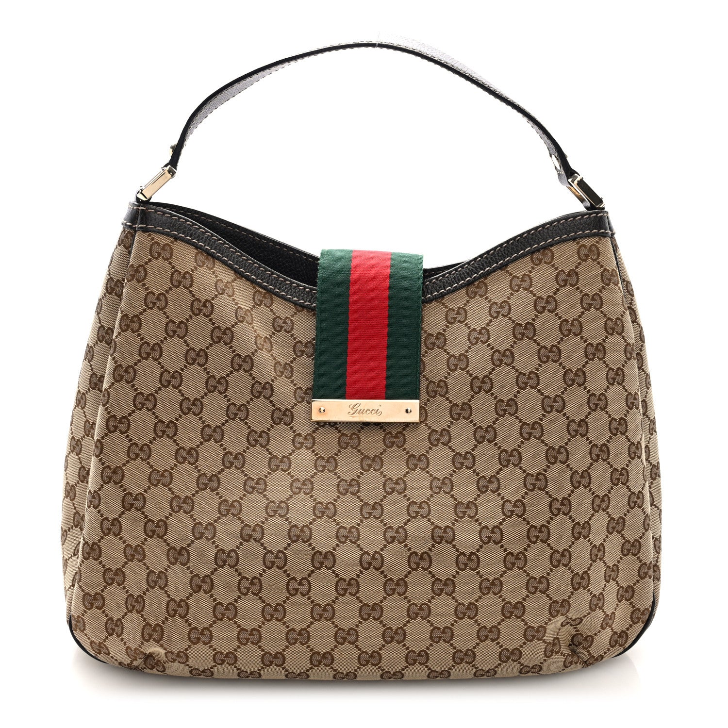 Gucci Monogram Large New Ladies Web Hobo Dark Brown 1 of 10