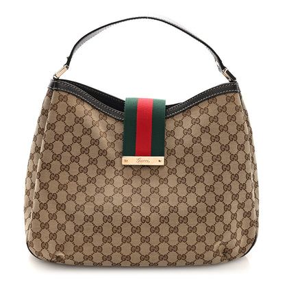 Gucci Monogram Large New Ladies Web Hobo Dark Brown 1 of 10