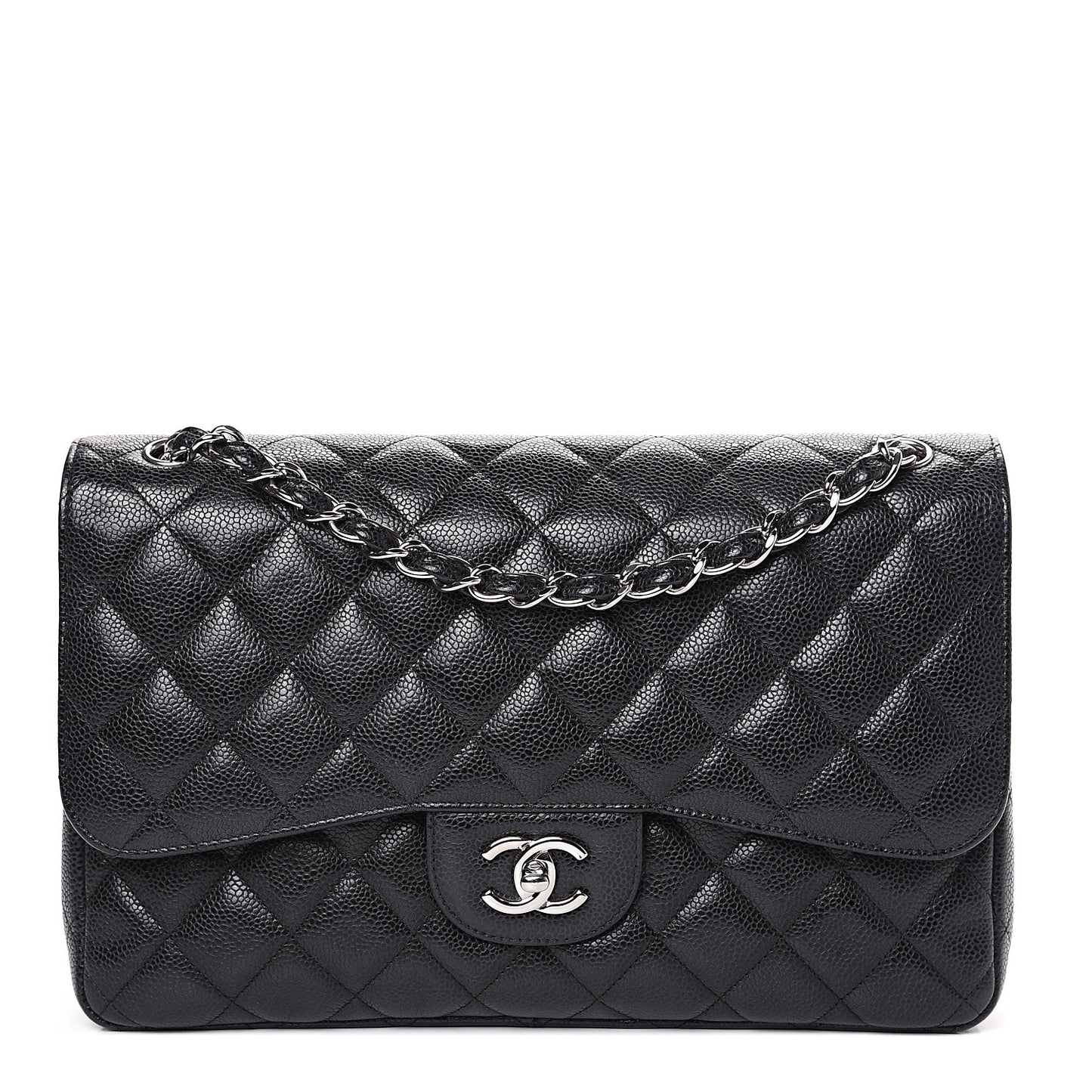Caviar Quilted Jumbo Double Flap Black