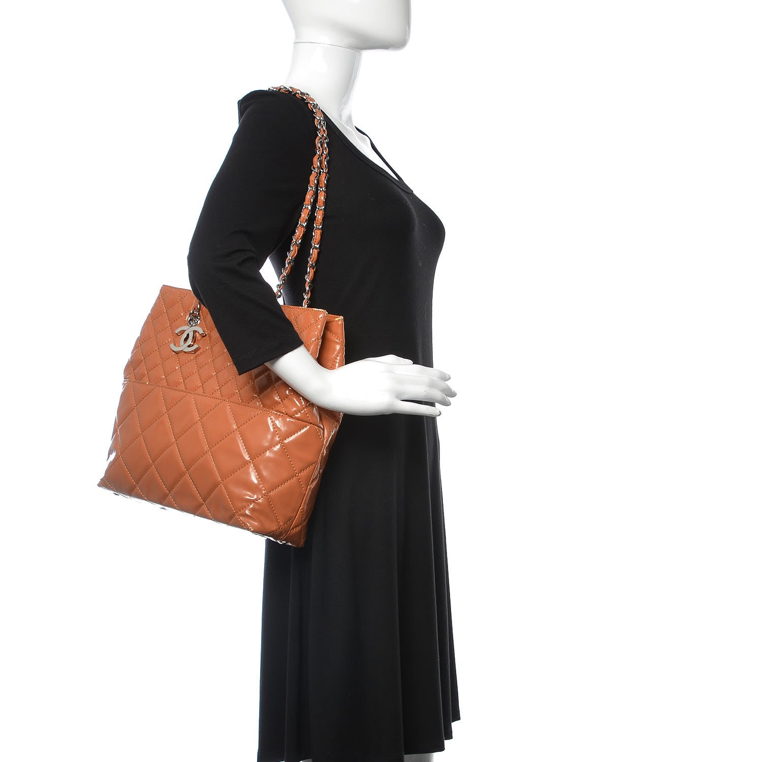 Chanel Vinyl Quilted In The Business North South Tote Orange 2 of 22