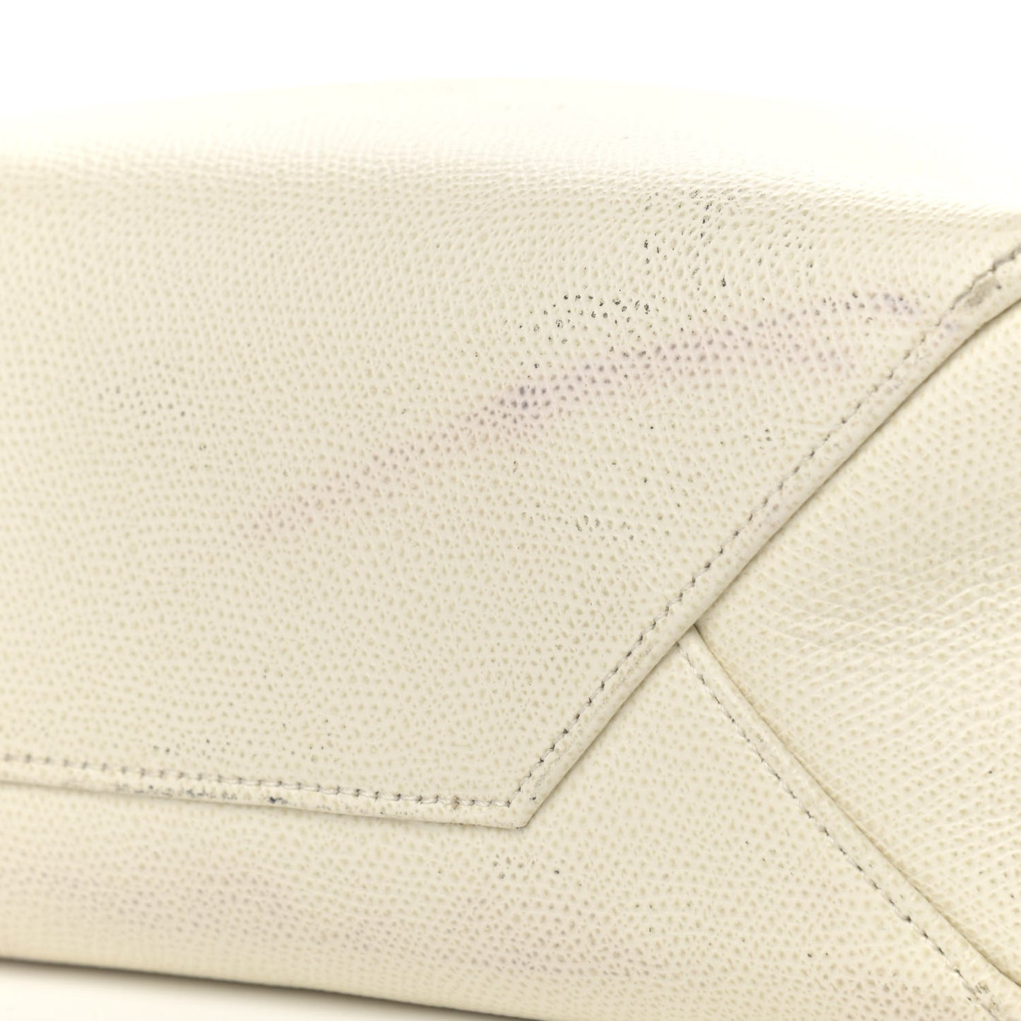 Grained Calfskin Small Vertical Cabas Cream