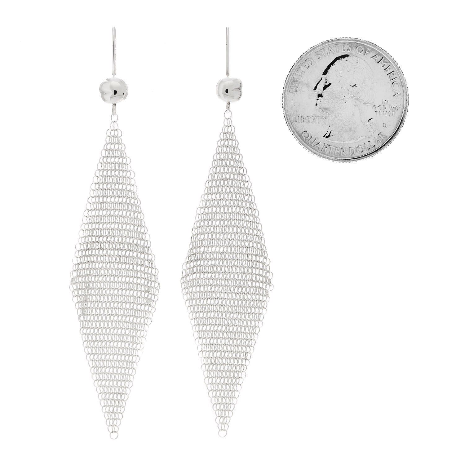 Tiffany Sterling Silver Elsa Peretti Mesh Earrings 2 of 6
