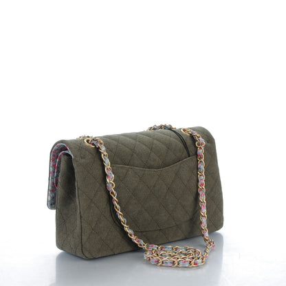 Chanel Toile Quilted Medium Cuba Double Flap Khaki 3 of 8