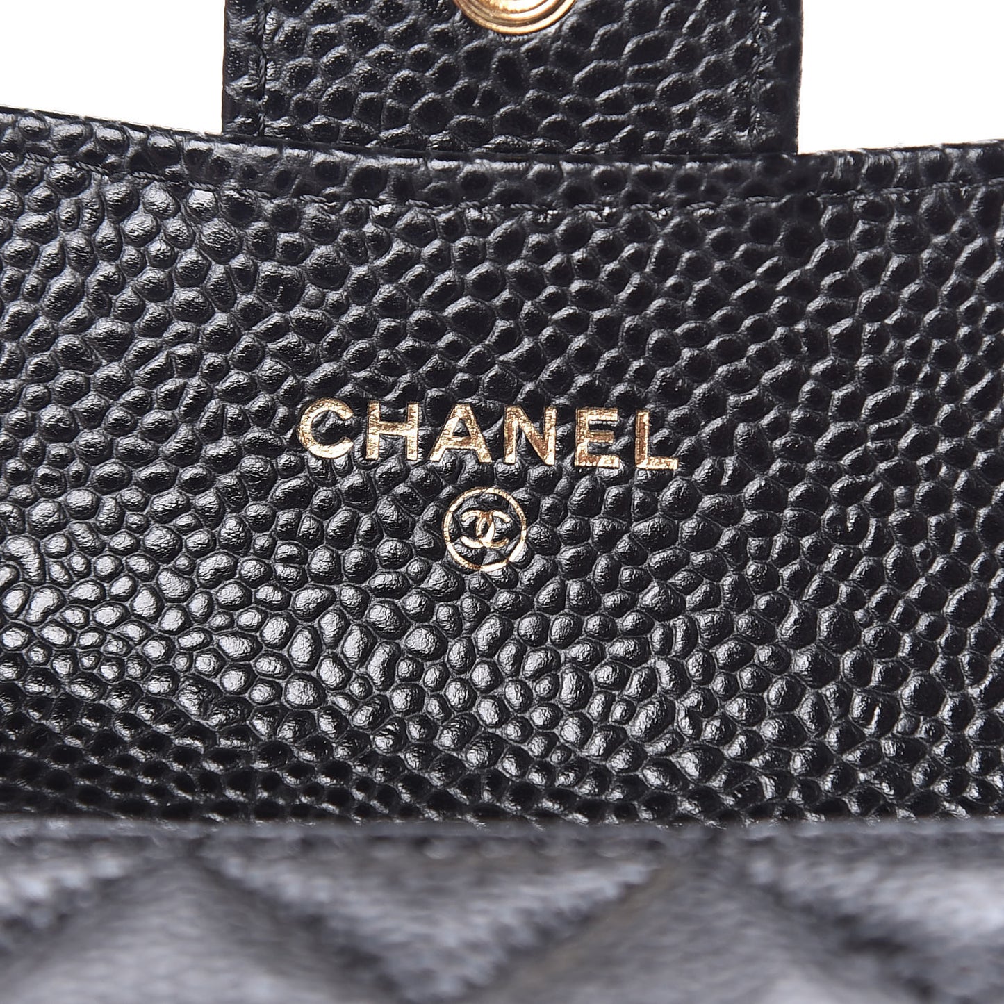 Caviar Quilted Flap Card Holder Black