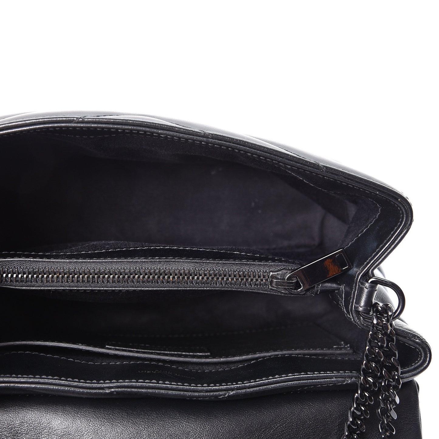 Calfskin Y Quilted Monogram Small Loulou Chain Satchel Black