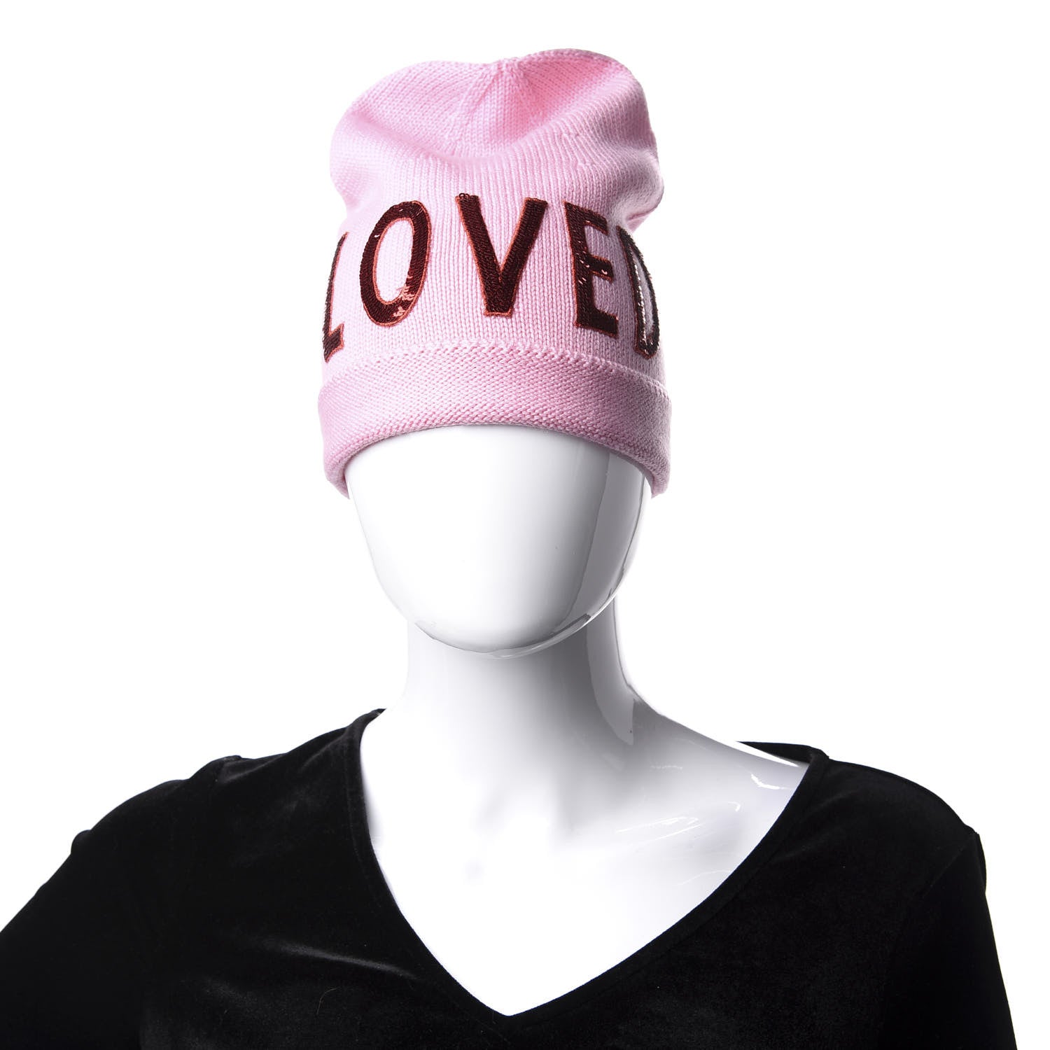 Gucci Wool Sequin Loved Beanie Hat L Pink 2 of 4
