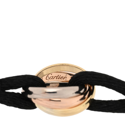 Cartier 18K Pink Yellow White Gold Trinity Adjustable Cord Bracelet Black 3 of 4