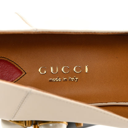 Gucci Betis Glamour Calfskin Web Pearl Embellished Peyton 75mm Loafer Pumps 40.5 Mystic White 8 of 15