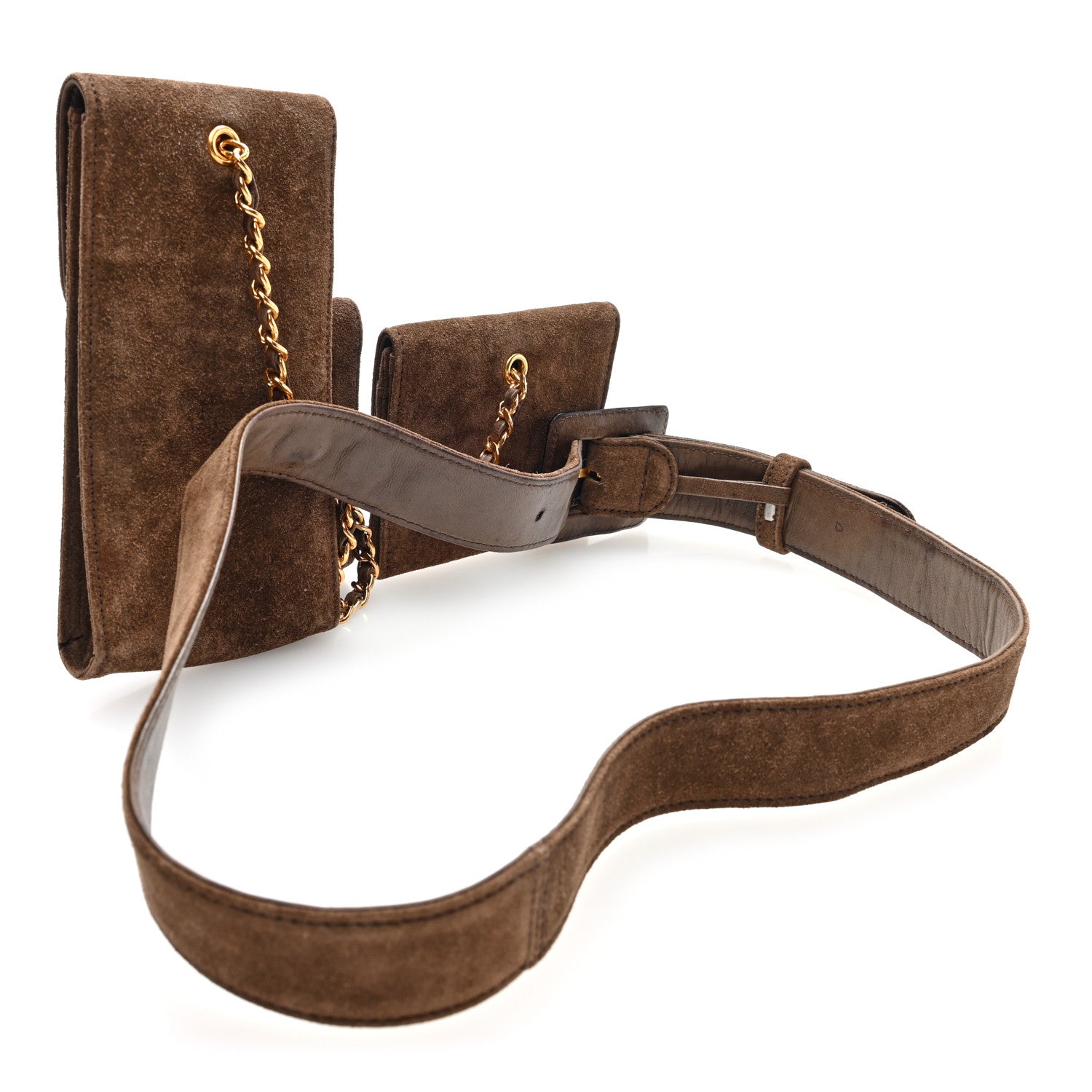 Chanel Suede CC Triple Pocket Belt  80 32 Brown 2 of 9