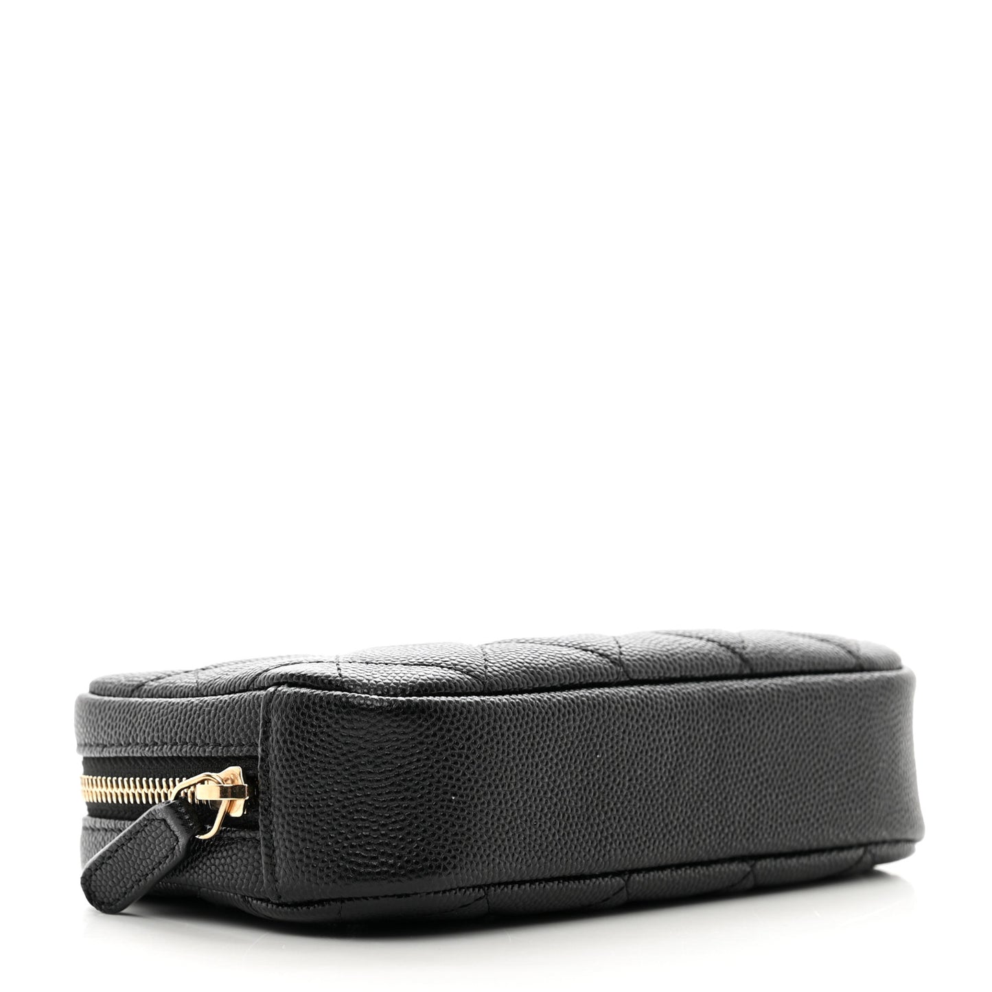 Caviar Quilted Small Curvy Pouch Cosmetic Case Black