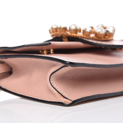 Miu Miu Goatskin Madras Soft Calfskin Crystal Pearl Embellished Shoulder Bag Orchidea 7 of 9