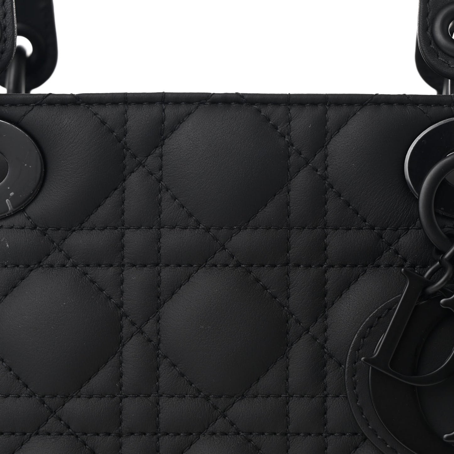 Ultra Matte Calfskin Cannage Large Lady Dior Black
