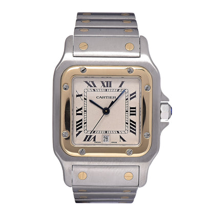 Cartier Stainless Steel 18K Yellow Gold 29mm Santos De Galbee Quartz Watch 1 of 11