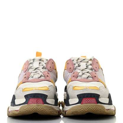 Balenciaga Mesh Nubuck Womens Triple S Sneakers 36 White Gris Jaune Rose 2 of 4
