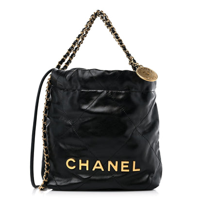 Chanel Shiny Calfskin Quilted Mini Chanel 22 Black 1 of 9