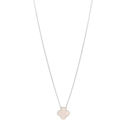 Van Cleef & Arpels 18K White Gold Mother Of Pearl Vintage Alhambra Pendant Necklace 1 of 6