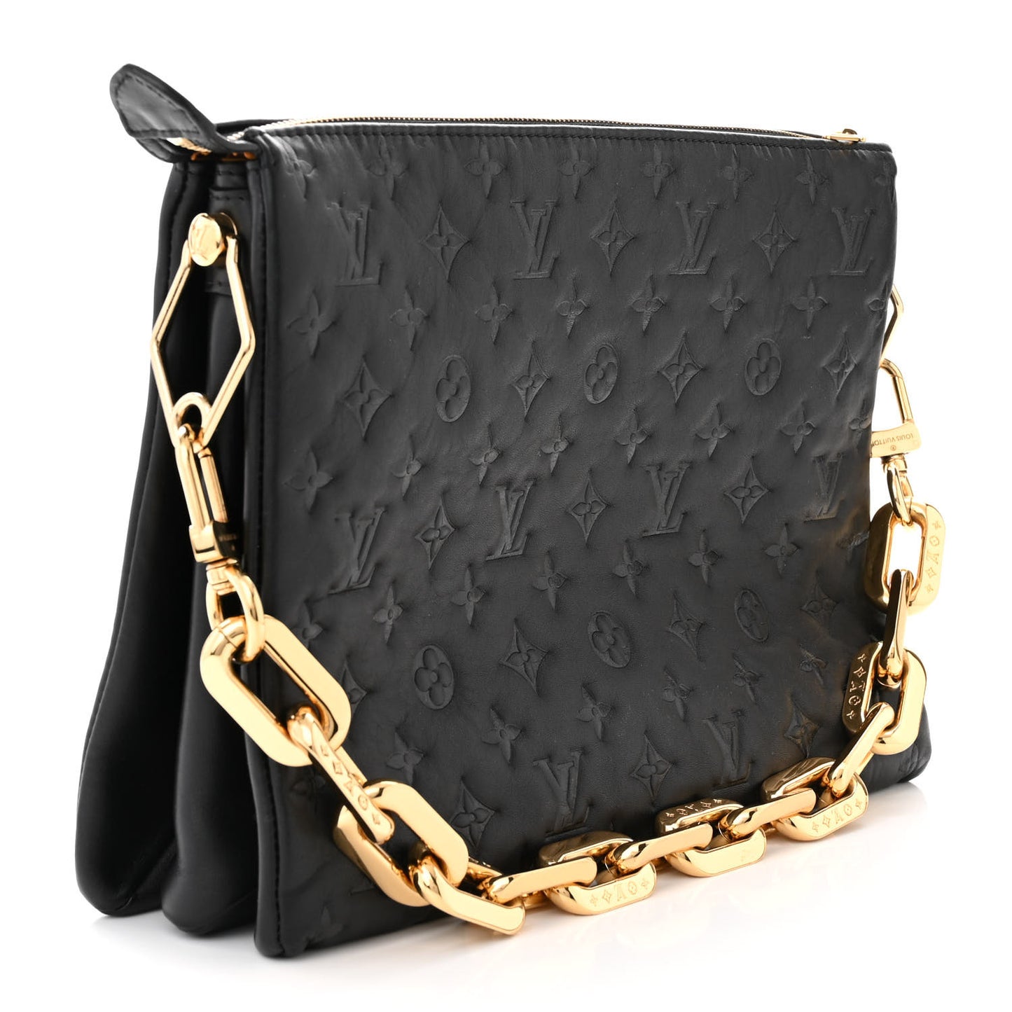 Lambskin Embossed Monogram Coussin MM Black